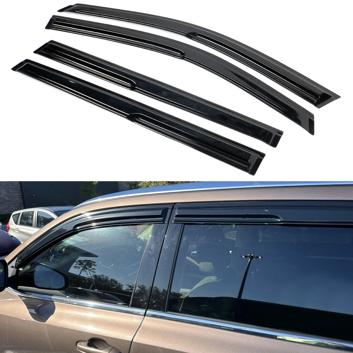 2014-2019 Toyota Highlander Acrylic 4PC Window Visors Tape On Guard