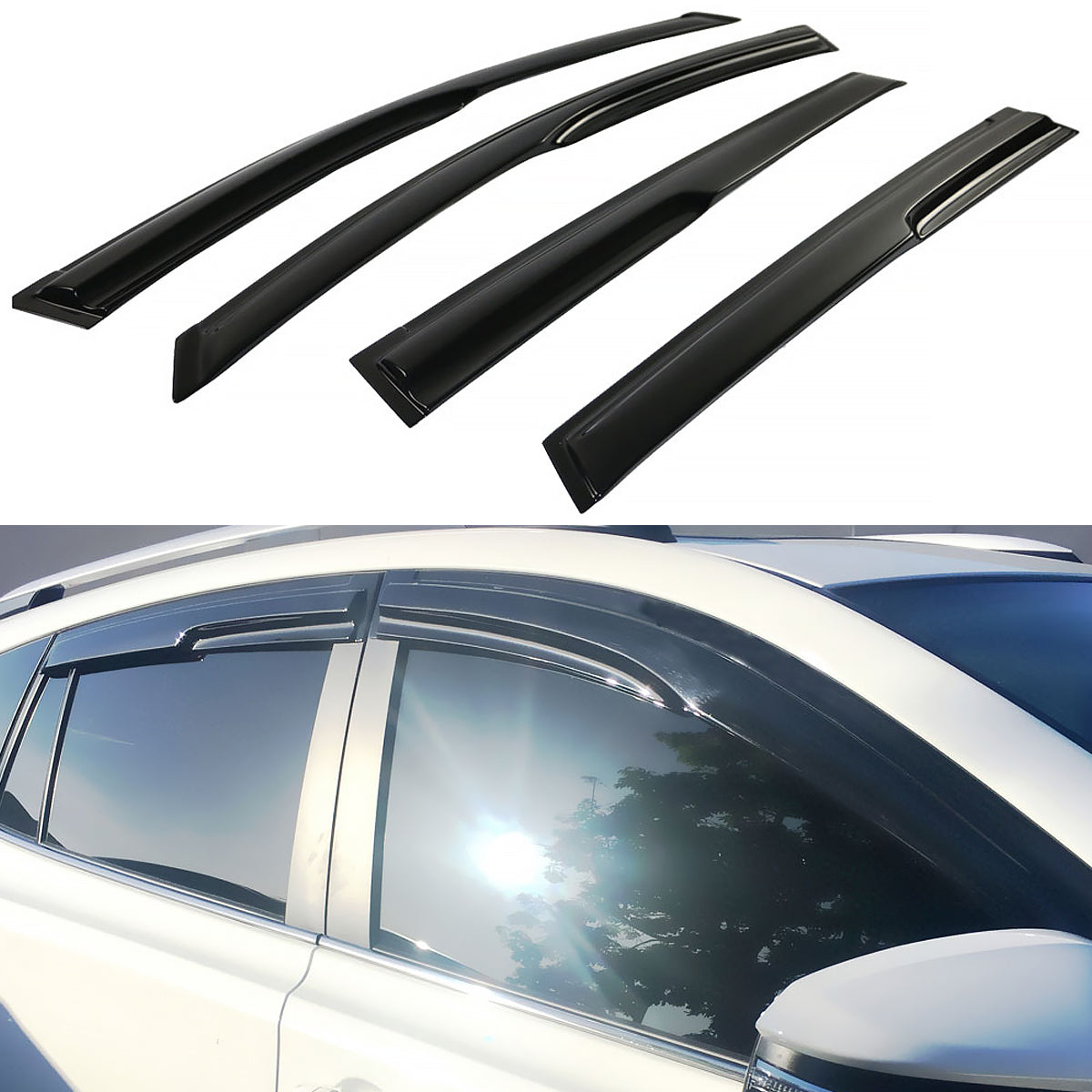 2013-2018 Toyota RAV4 Acrylic 4PC Window Visors Tape On Rain Guard