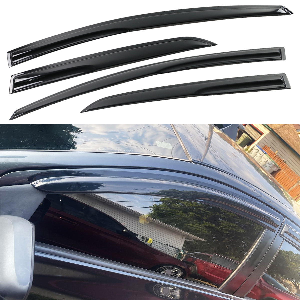 2007-2013 Toyota Yaris Window Visors Mugen Style Smoke Tinted Acrylic