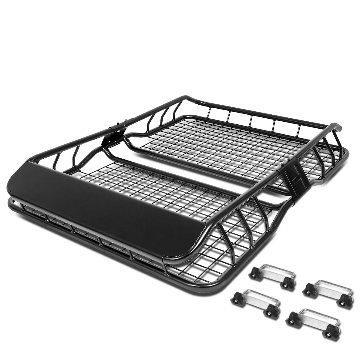36" Roof Cargo Basket w/ Wind Fairing - Black