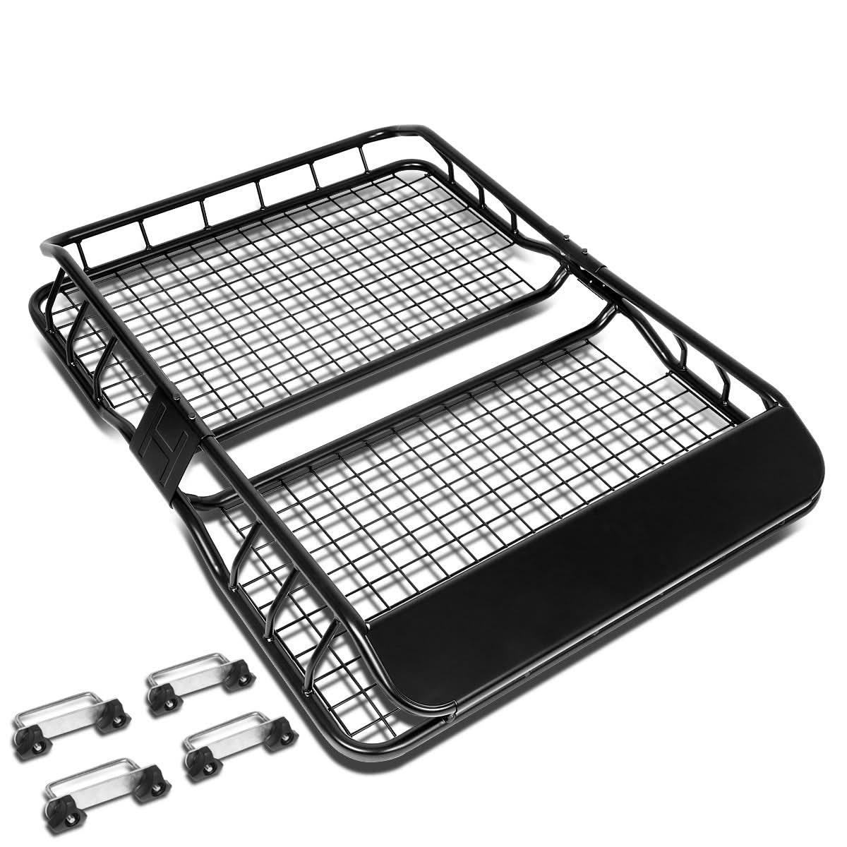 36" Roof Cargo Basket w/ Wind Fairing - Black