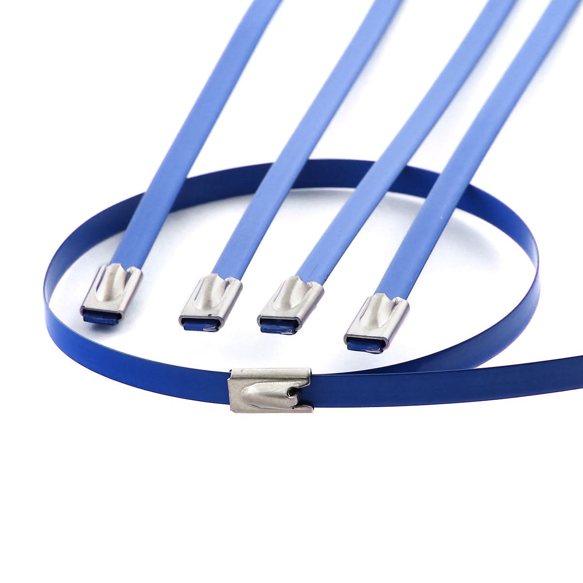 Zip Tie Kit for Heat Wrap - Stainless Steel - 12" 5mm - 5pc Blue