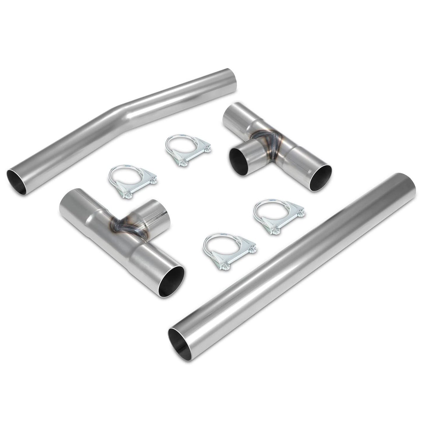 Universal Dual Exhaust Kit 16 Pipes U-Fit 2.5"-2.65" OD Mild Steel