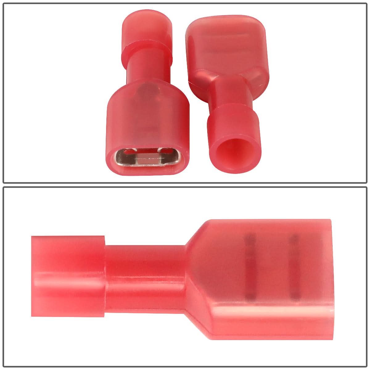 Female Spade Quick Disconnect Connectors 100PCS Crimp Style 1/4"