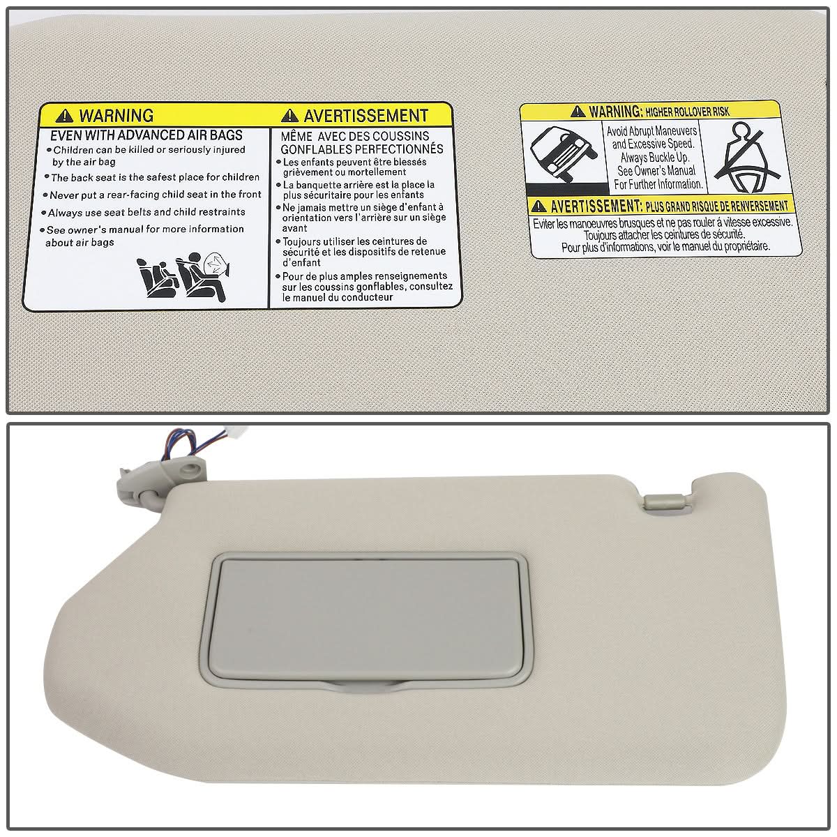 13-19 Nissan Pathfinder Sun Visor w/ Vanity Light Driver Side Gray