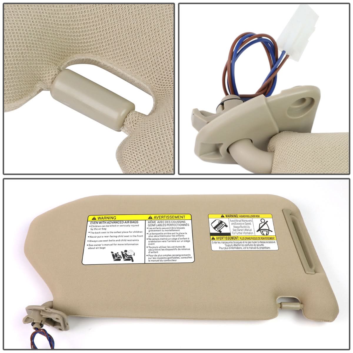 2013-2019 Nissan Pathfinder Sun Visor Driver Side Beige w/ Vanity Light
