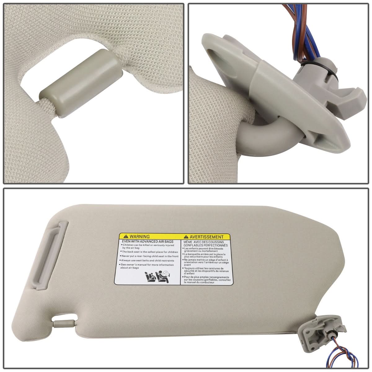 2013-2019 Nissan Pathfinder Gray Sun Visor w/ Vanity Light Passenger
