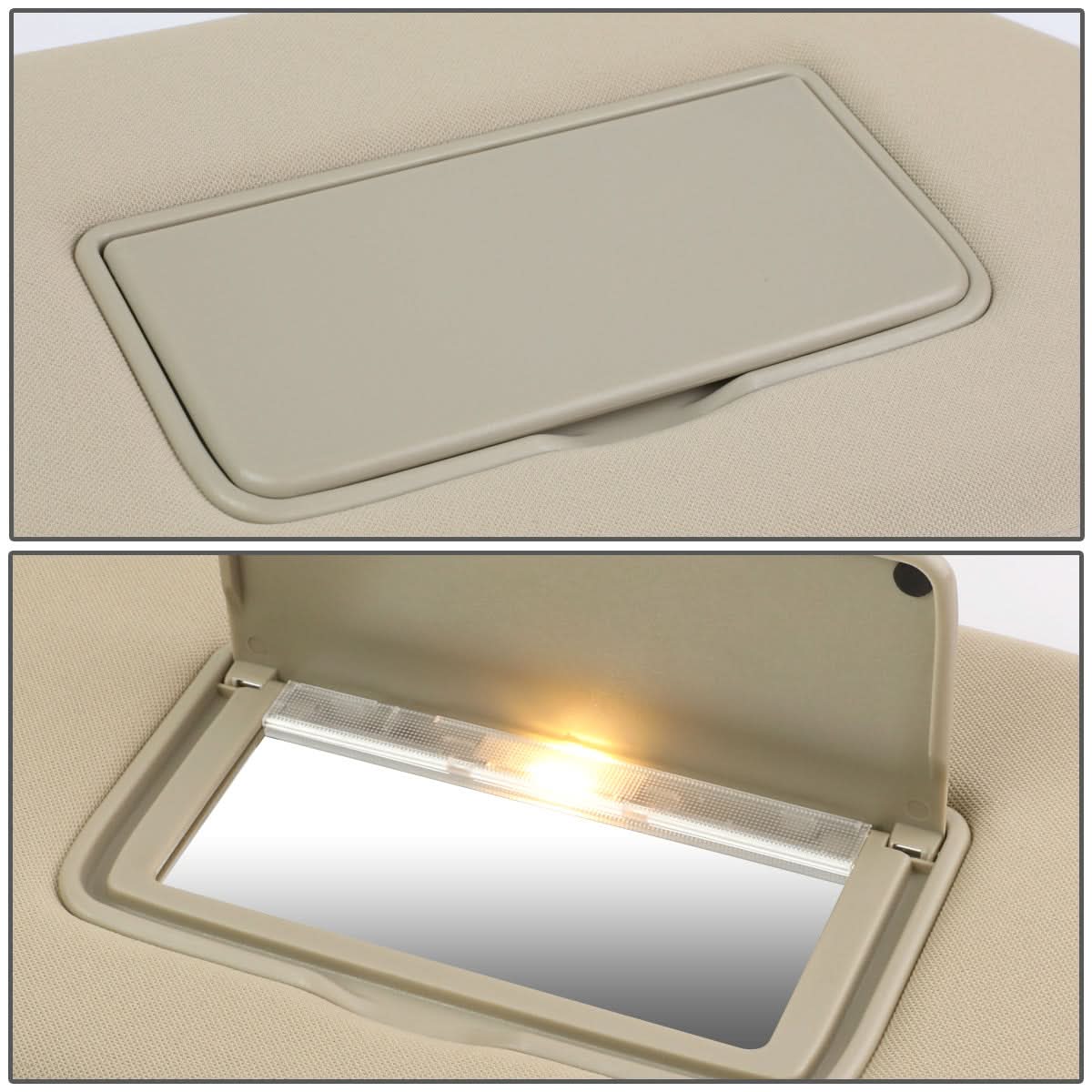 13-19 Nissan Pathfinder Sun Visor w/ Vanity Light Passenger Beige
