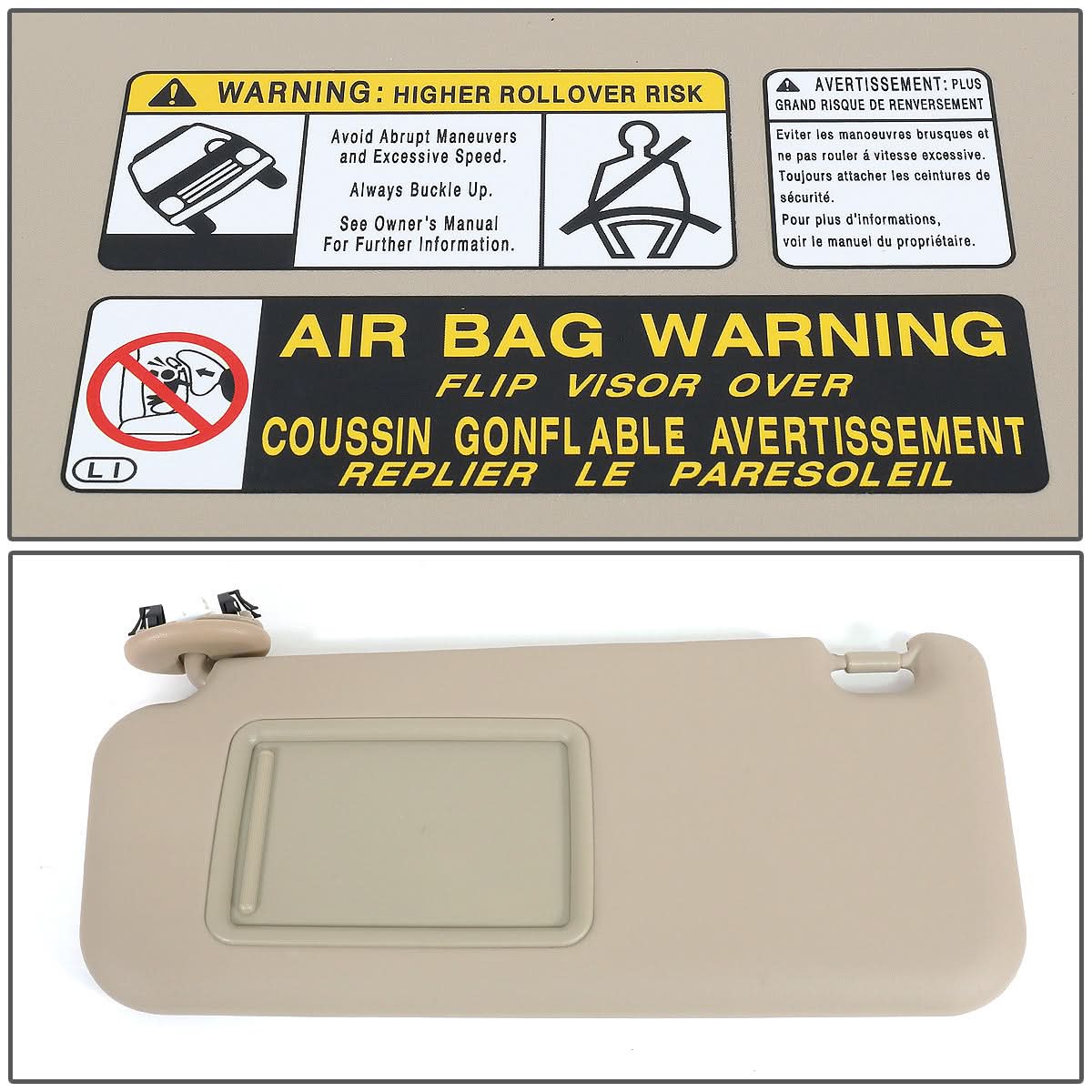 2006-2012 Toyota RAV4 Passenger Side Sun Visor - Beige