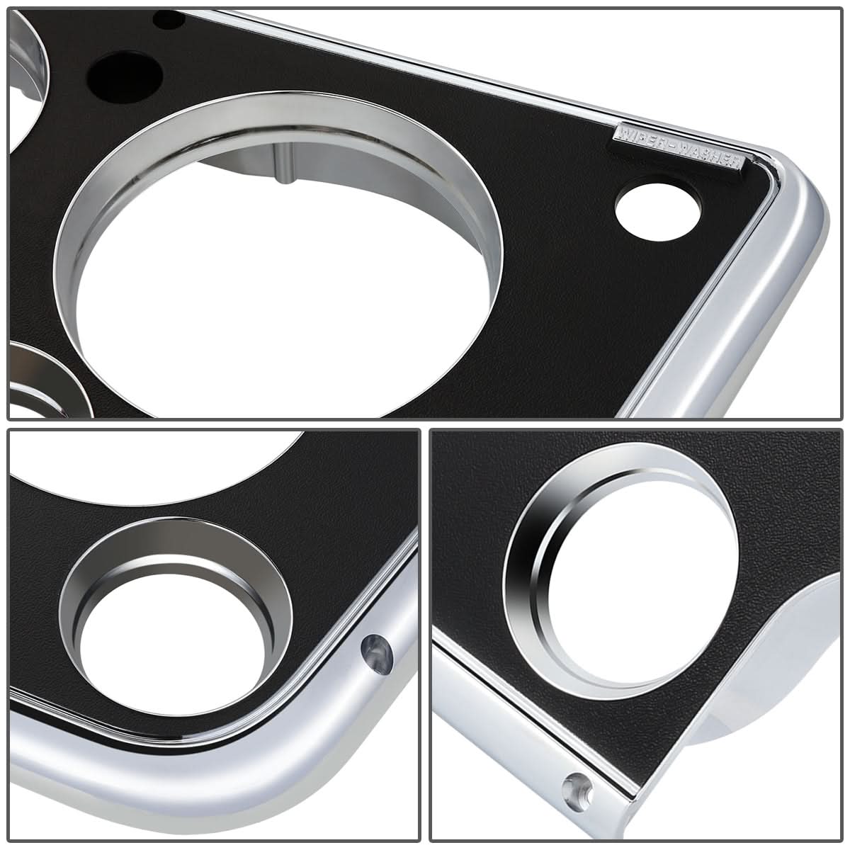 67-72 Chevrolet C10 Truck Dash Bezel 7 Hole Chrome Black Plastic