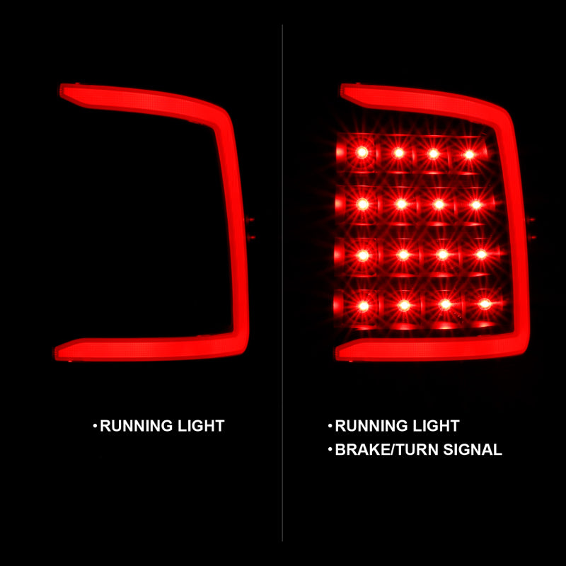 ANZO 2009-2018 Dodge Ram 1500 LED Taillight Plank Style Black w/Smoke Lens 311319
