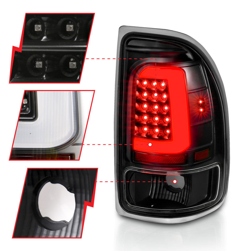 ANZO 1997-2004 Dodge Dakota LED Taillights Black Housing Clear Lens Pair 311347