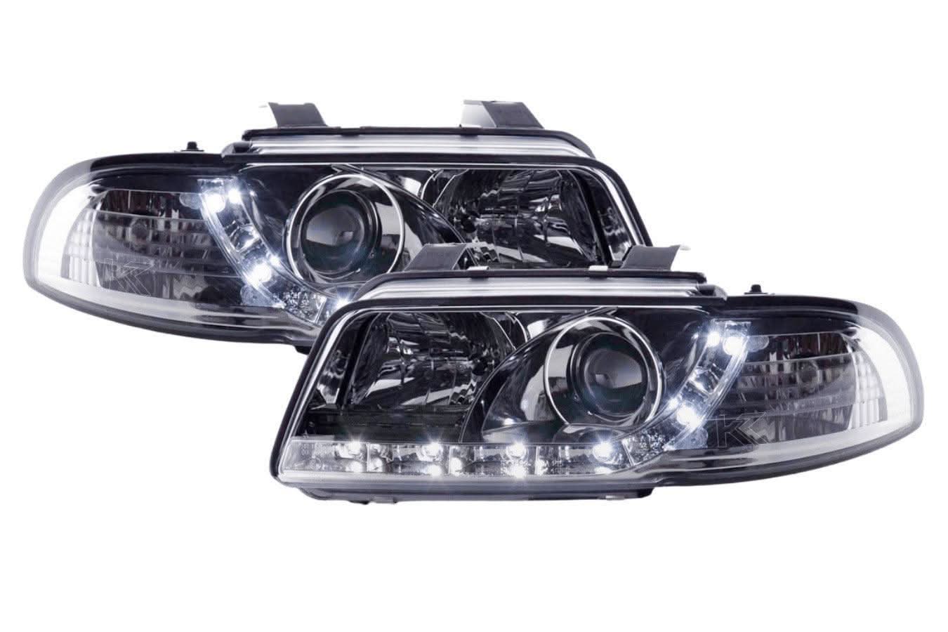 Audi A4 (B5 8D) Chrome LED Headlights with Daytime Running Lights (1995-1999)