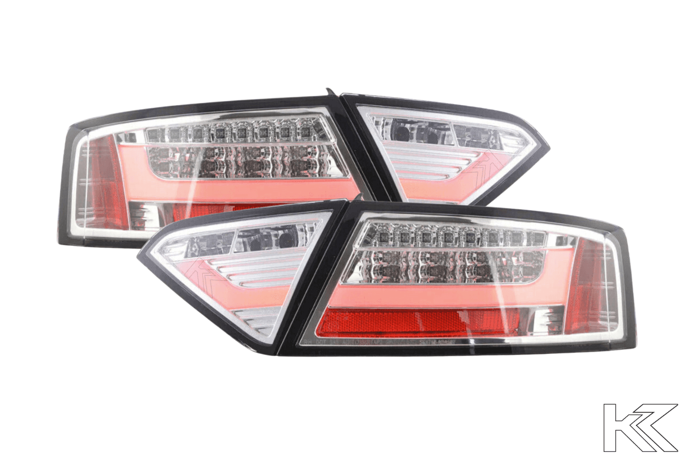 Audi A5 (B8 - 8T) Coupe Chrome Clear LED Bar Taillights (2007-2011)- For Halogen Models