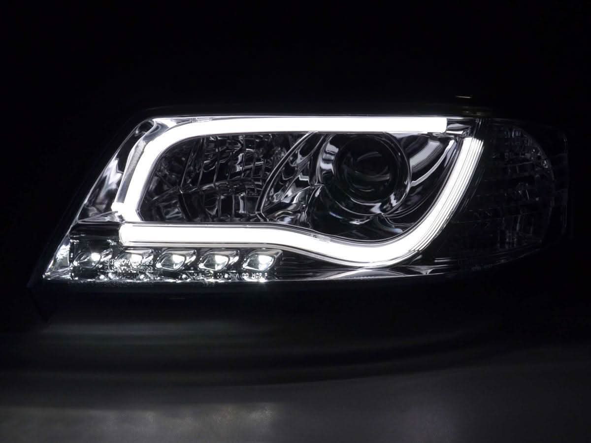Audi A6 (C5 4B) Chrome LED Headlights with Daytime Running Lights (1997-2001) - With R87 approval