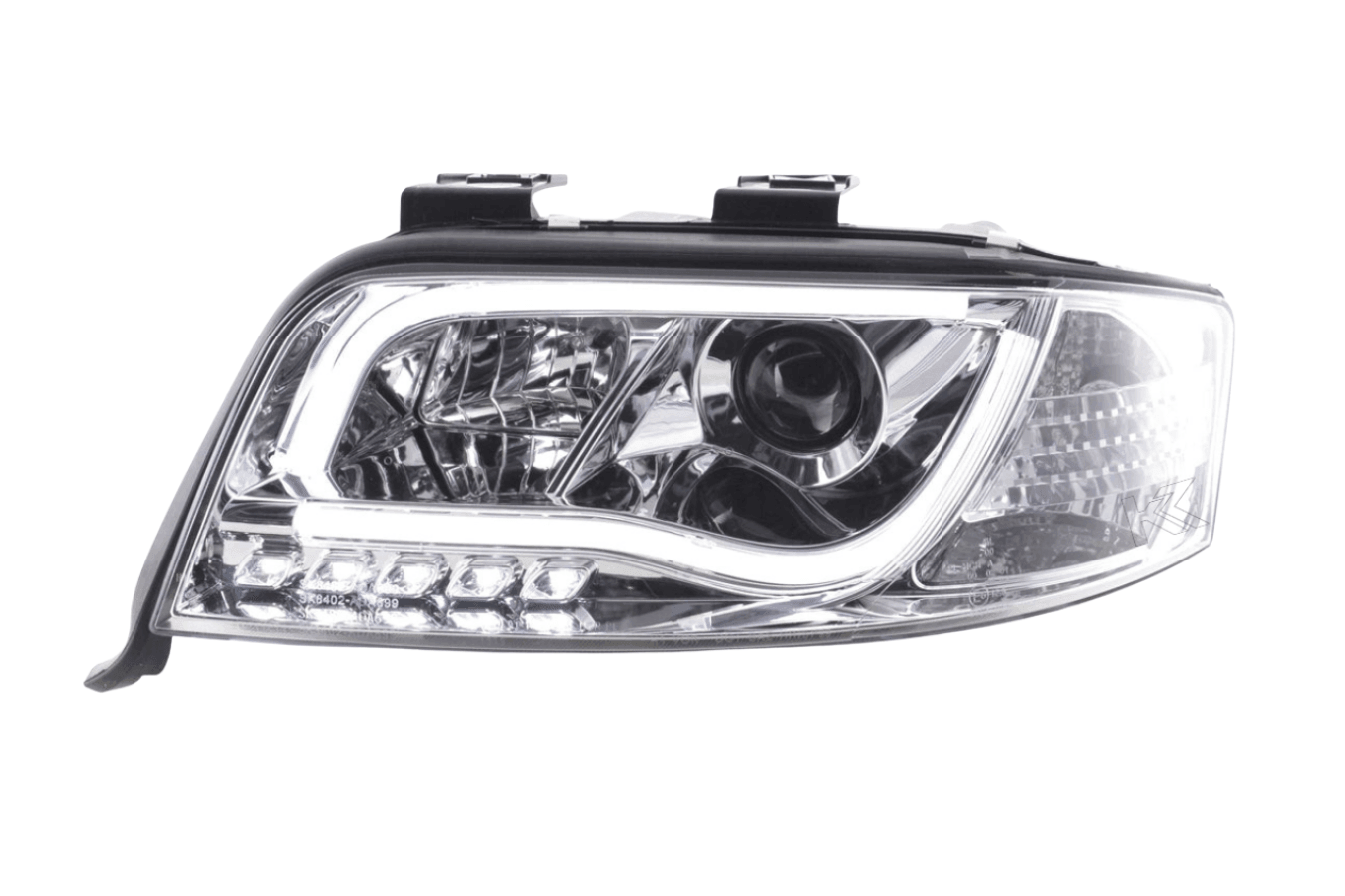 Audi A6 (C5 4B) Chrome LED Headlights with Daytime Running Lights (2001-2004) - With R87 approval