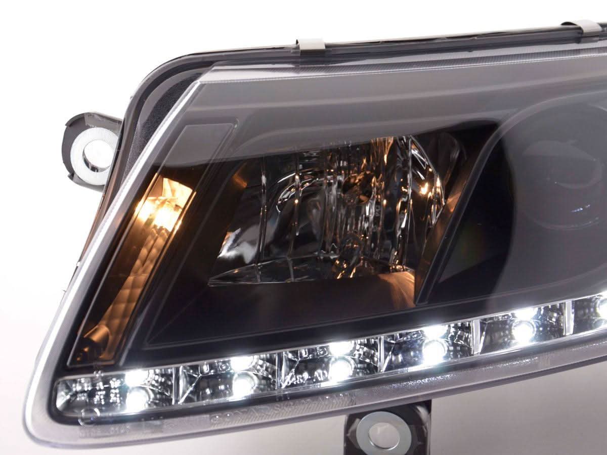 Audi A6 (C6 4F) Black Xenon LED Headlights with Daytime Running Lights (2004-2008)