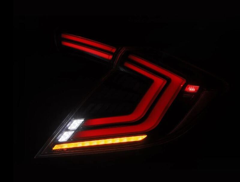 AlphaRex 16-21 Honda Civic Hatchback/ Type-R FK8 Nova-Series LED Tail Lights (Pair) - Alpha Black 676000 *Discontinued