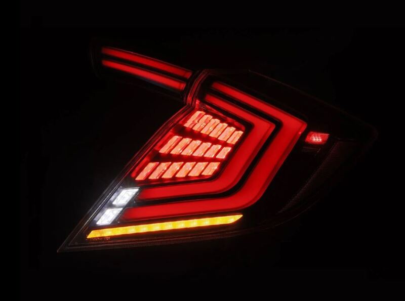 AlphaRex 16-21 Honda Civic Hatchback/ Type-R FK8 Nova-Series LED Tail Lights (Pair) - Alpha Black 676000 *Discontinued