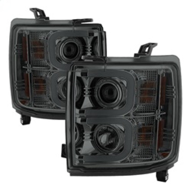 Spyder Chevy Silverado 14-16 2500 HD Projector Headlights Light Bar DRL Smke PRO-YD-CSHD14-LBDRL-SM 5081056