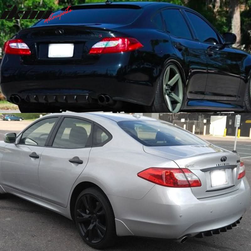 Infiniti G35 M25 M37 Sedan 7Fins Gloss Black Rear Bumper Diffuser ABS