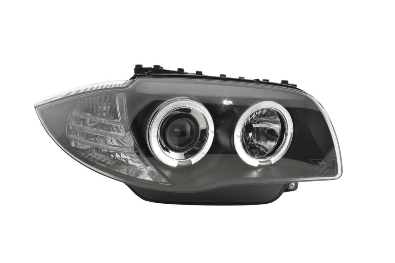 BMW 1-series E81 E82 E87 E88 Black Angel Eyes Headlight Set (2004-2011)