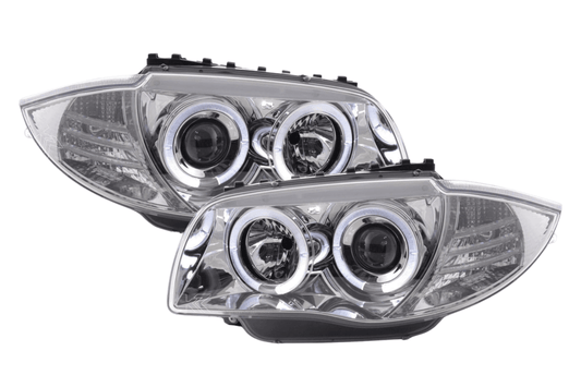BMW 1-series E81 E82 E87 E88 Chrome Angel Eyes Headlight Set (2004 to 2011)