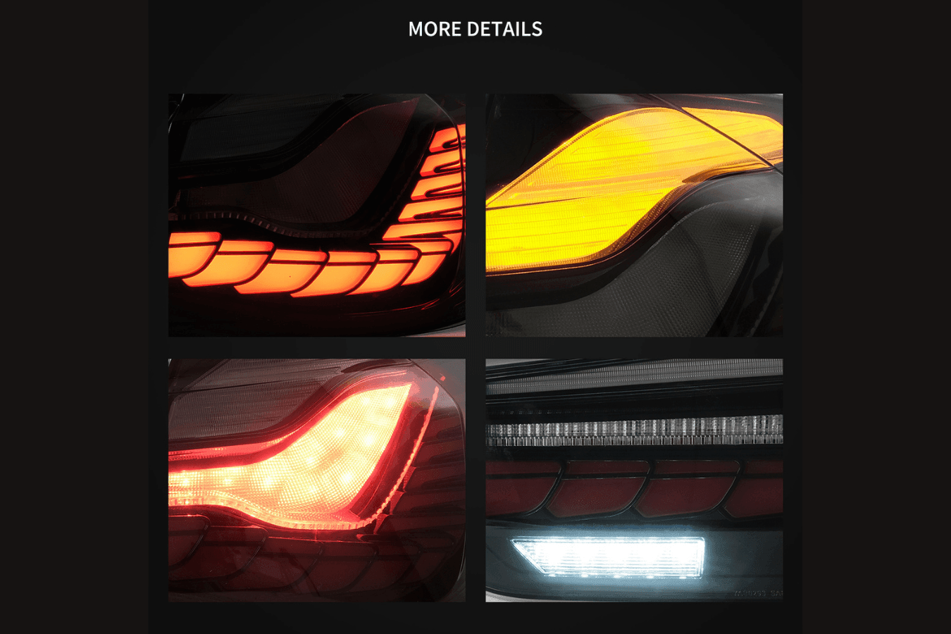 BMW 3-Series 6th Gen F30 F35 F80 GTS Style -Red or Smoked- OLED Dynamic Tail Lights (2012-2019)