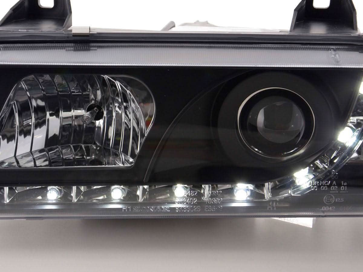 BMW 3-series E36 Coupe Black LED Headlights with Daytime Running Lights (1992-1999)