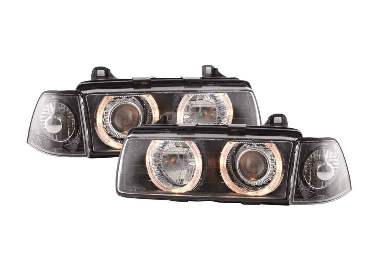 BMW 3 Series E36 Sedan Black Angel Eyes LED Headlights (1992 - 1998)