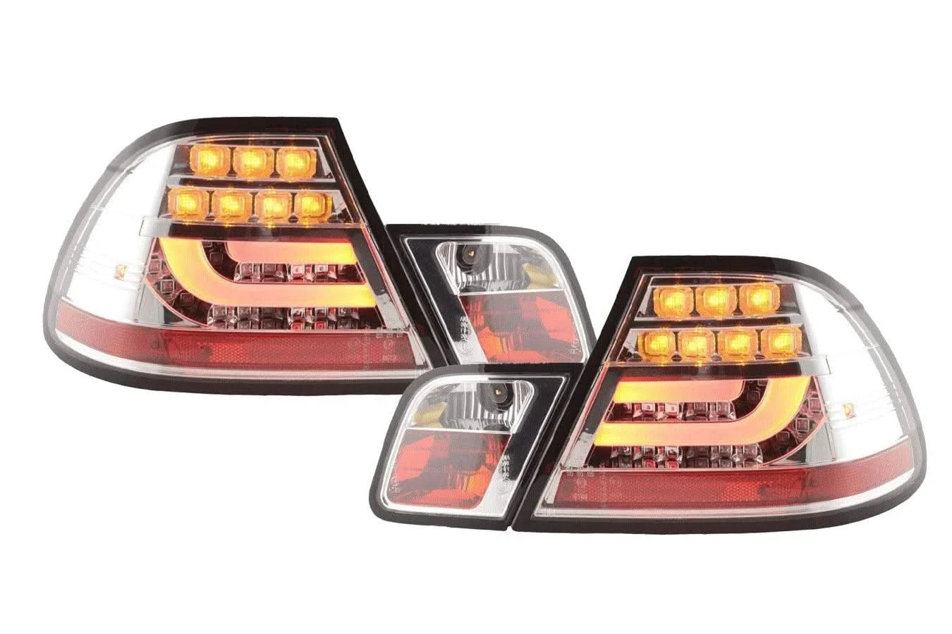 BMW 3-Series E46 Coupe Chrome Clear LED LightBar Taillights Set- Facelift (2003-2007)