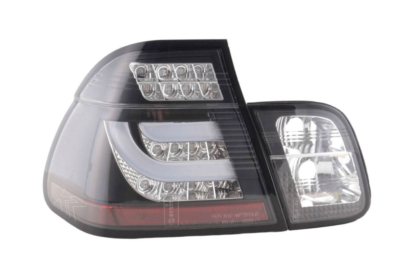 BMW 3-series E46 Sedan Black Clear LED LightBar Taillights Set (1998-2001)