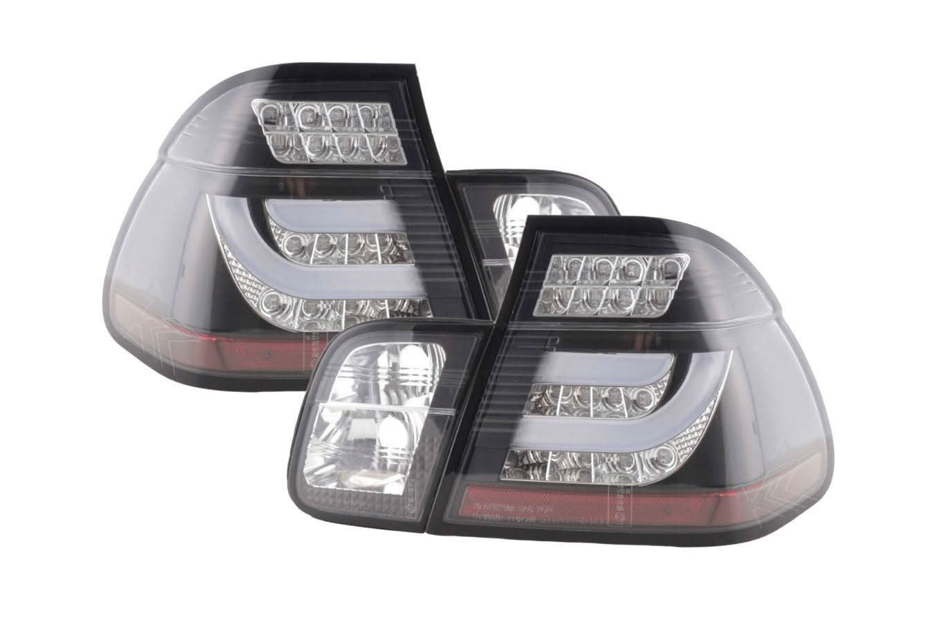 BMW 3-series E46 Sedan Black Clear LED LightBar Taillights Set (1998-2001)