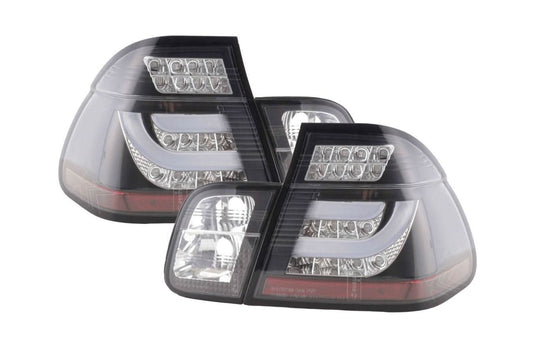 BMW 3-series E46 Sedan Black Clear LED LightBar Taillights Set (1998-2001)