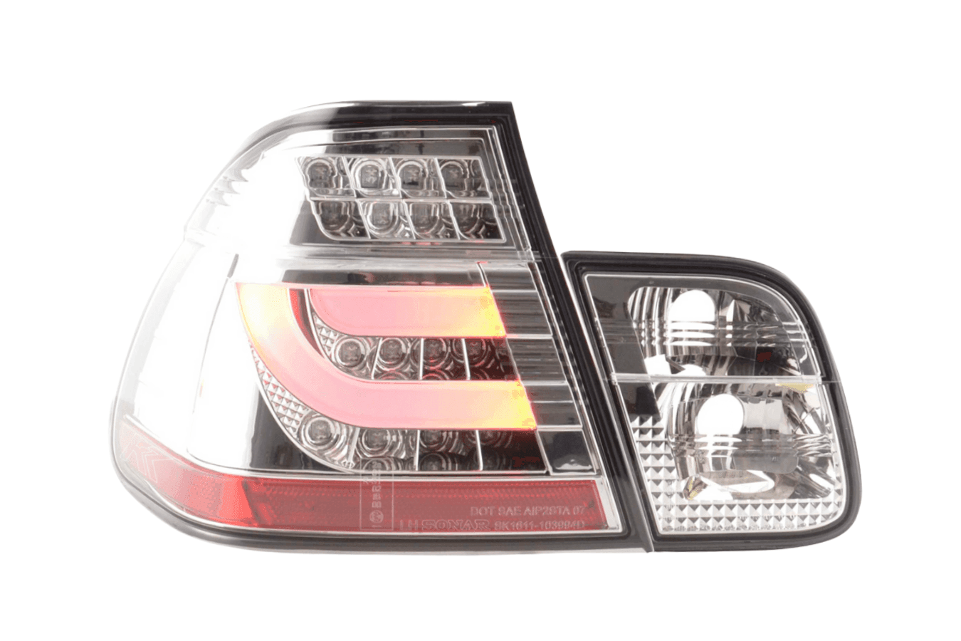 BMW 3-series E46 Sedan Chrome/Clear LED LightBar Taillights Set- Facelift (2002-2005)