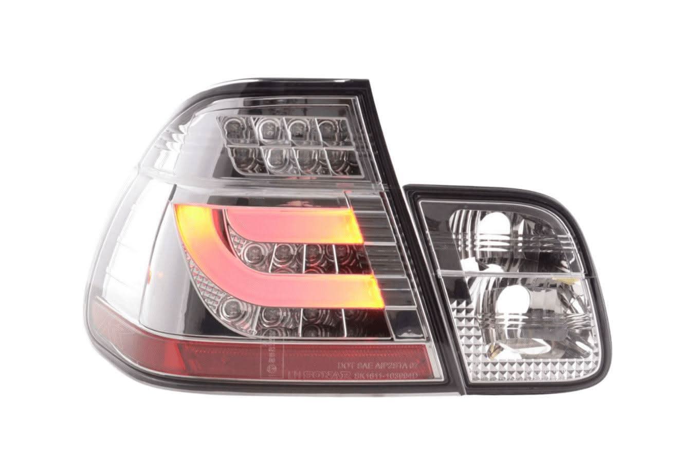 BMW 3-series E46 Sedan Chrome/Clear LED LightBar Taillights Set- Facelift (2002-2005)