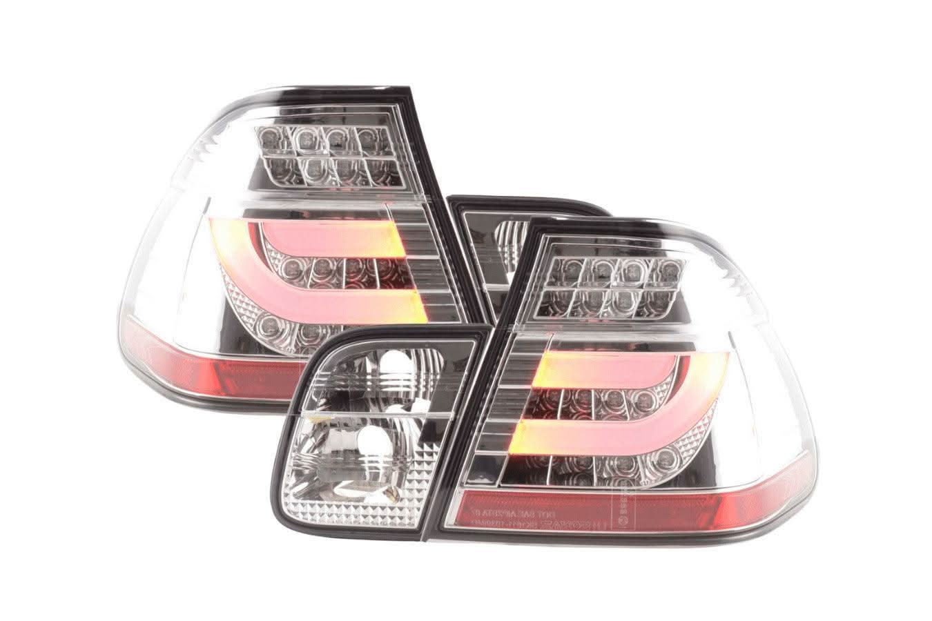 BMW 3-series E46 Sedan Chrome/Clear LED LightBar Taillights Set- Facelift (2002-2005)