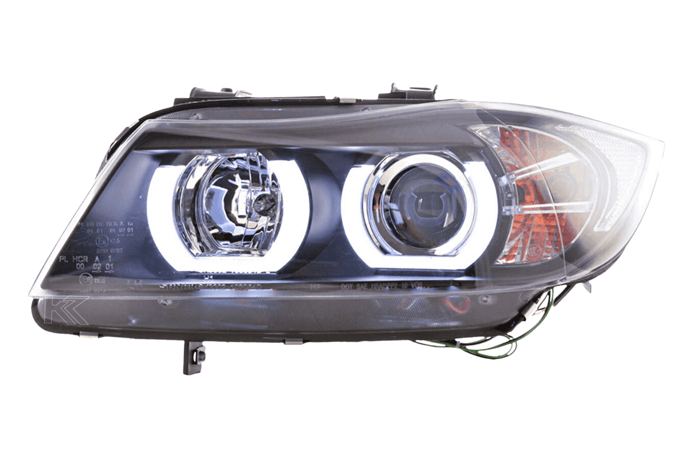 BMW 3-series E90 E91 Black U LED Headlights (2005-2012)