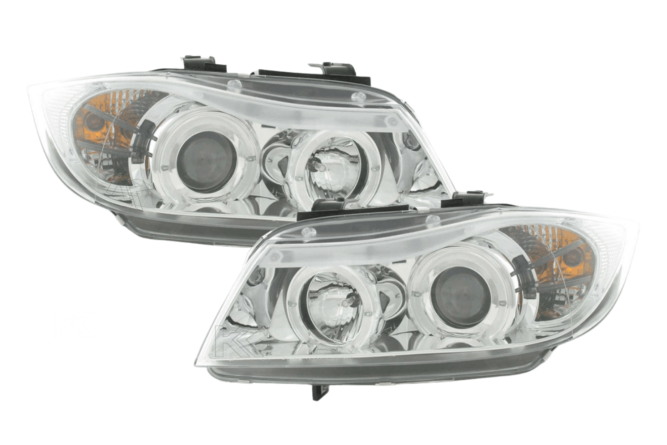 BMW 3-series E90 E91 Chrome Angel Eyes LED Headlight Set (2005-2012)