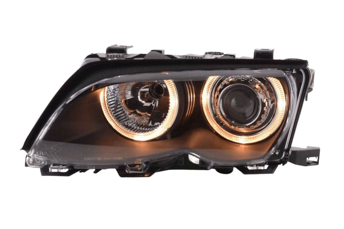 BMW E46 3-Series Sedan Black OE+ Angel Eyes Headlights - (2003-2006)