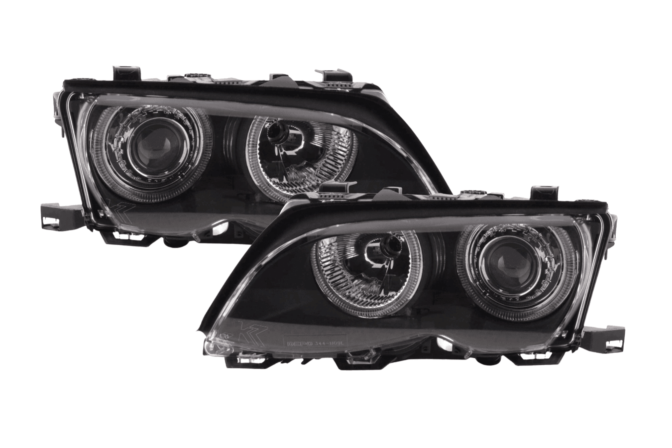 BMW E46 3-Series Sedan Black OE+ Angel Eyes Headlights - (2003-2006)