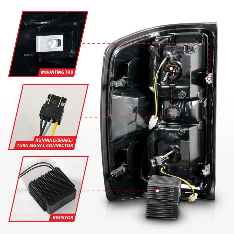 ANZO 15-19 Chevrolet Silverado 2500 HD/3500 HD LED Taillight w/ Sequential Black Housing/Clear Lens 311450