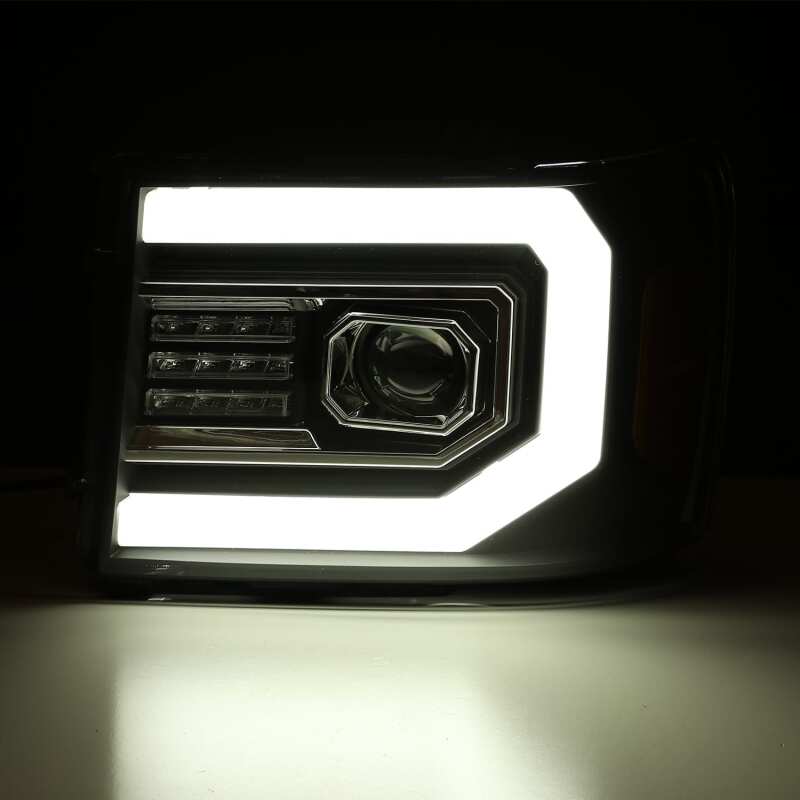 AlphaRex 07-13 GMC Sierra 1500 (No Clsc) LUXX-Series LED Proj HL Chrome w/Actv Lgt & Seq.Sig / DRL 880096 *Discontinued