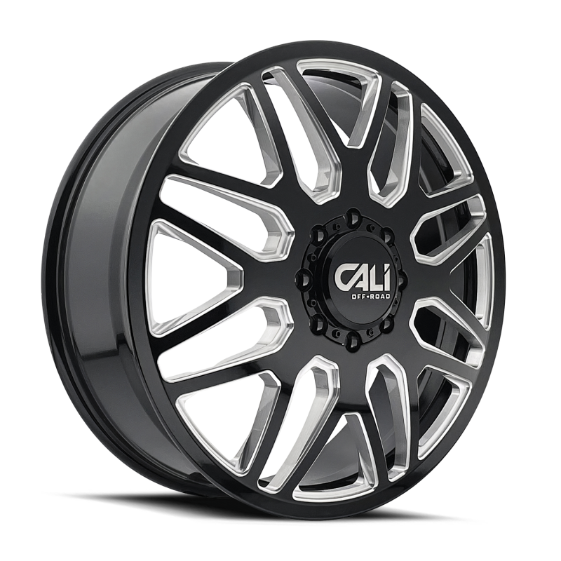 Cali Off-Road 9115D Invader Dually 22x8.25 / 8x210 BP / 115mm OS / 154.2mm Hub Gls Blk Mill Wheel 9115D-22879BMF115