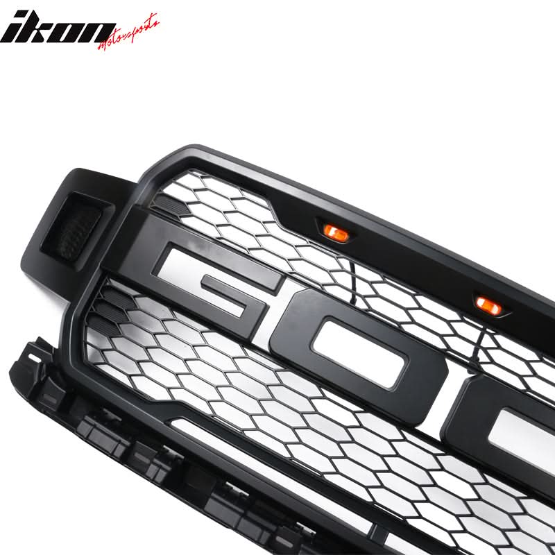 2018-2020 Ford F150 R Style Front Bumper Hood Grille Matte Black