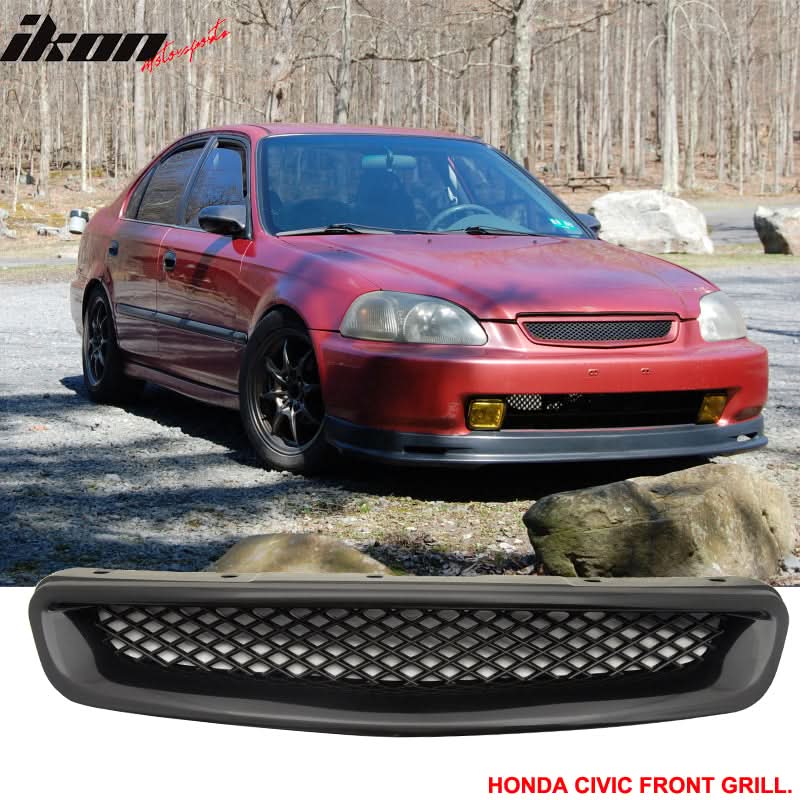 Fits 96-98 Honda Civic 2Dr/JUN Front Rear Bumper Lip + TR Front Grille