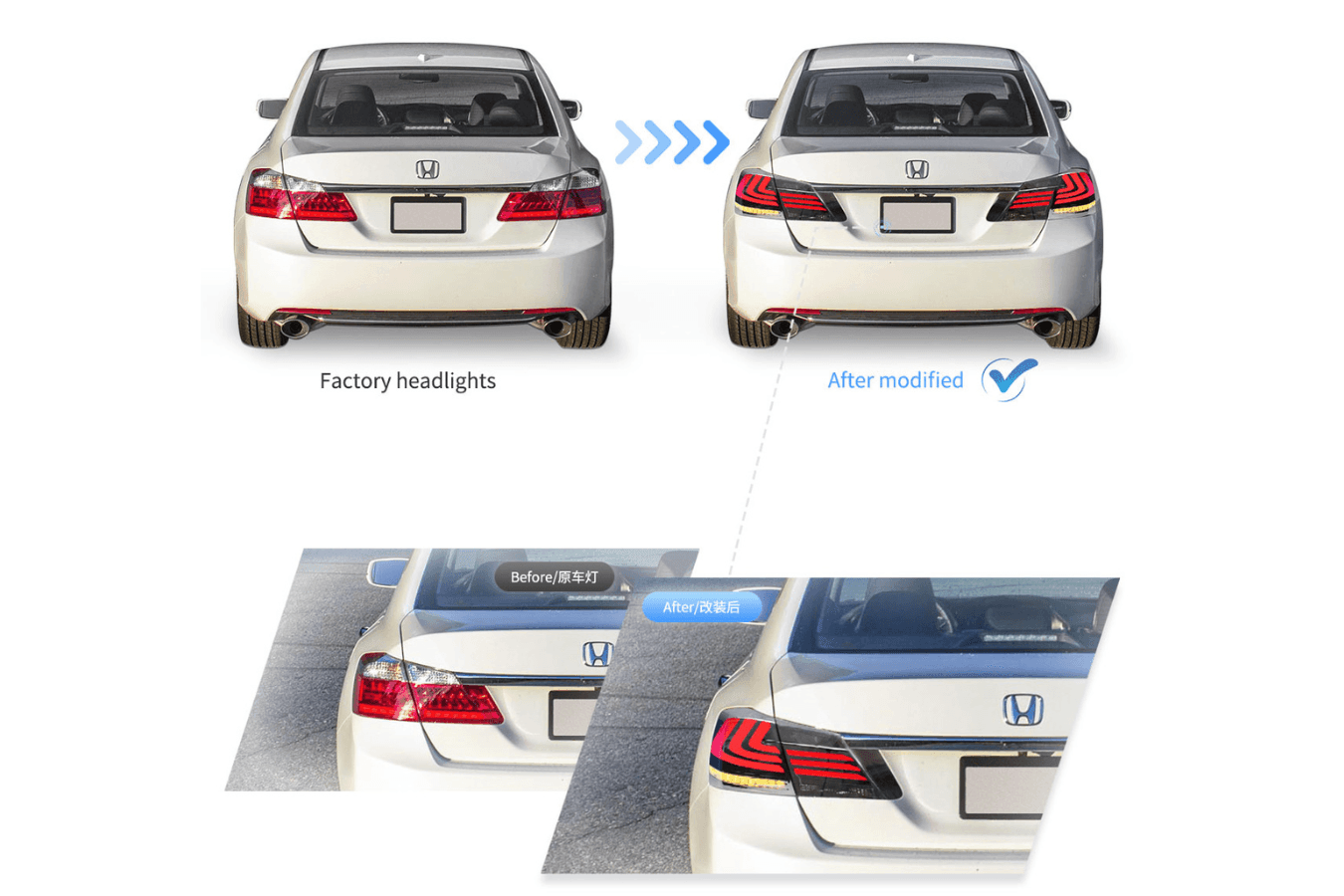 Honda Accord 9th Gen -Red,Red Smoked, Full Smoke- LED Tail Lights Upgrade (2013-2015)