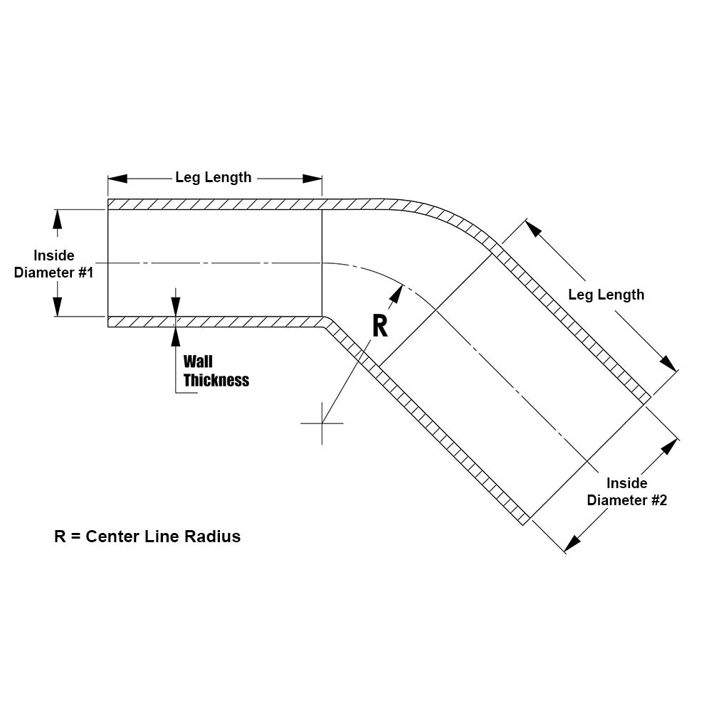 HPS 1" - 1-1/2" Silicone 45 Degree Elbow Reducer Coupler Hose, High Temp 4-ply Reinforced, 25mm - 38mm ID