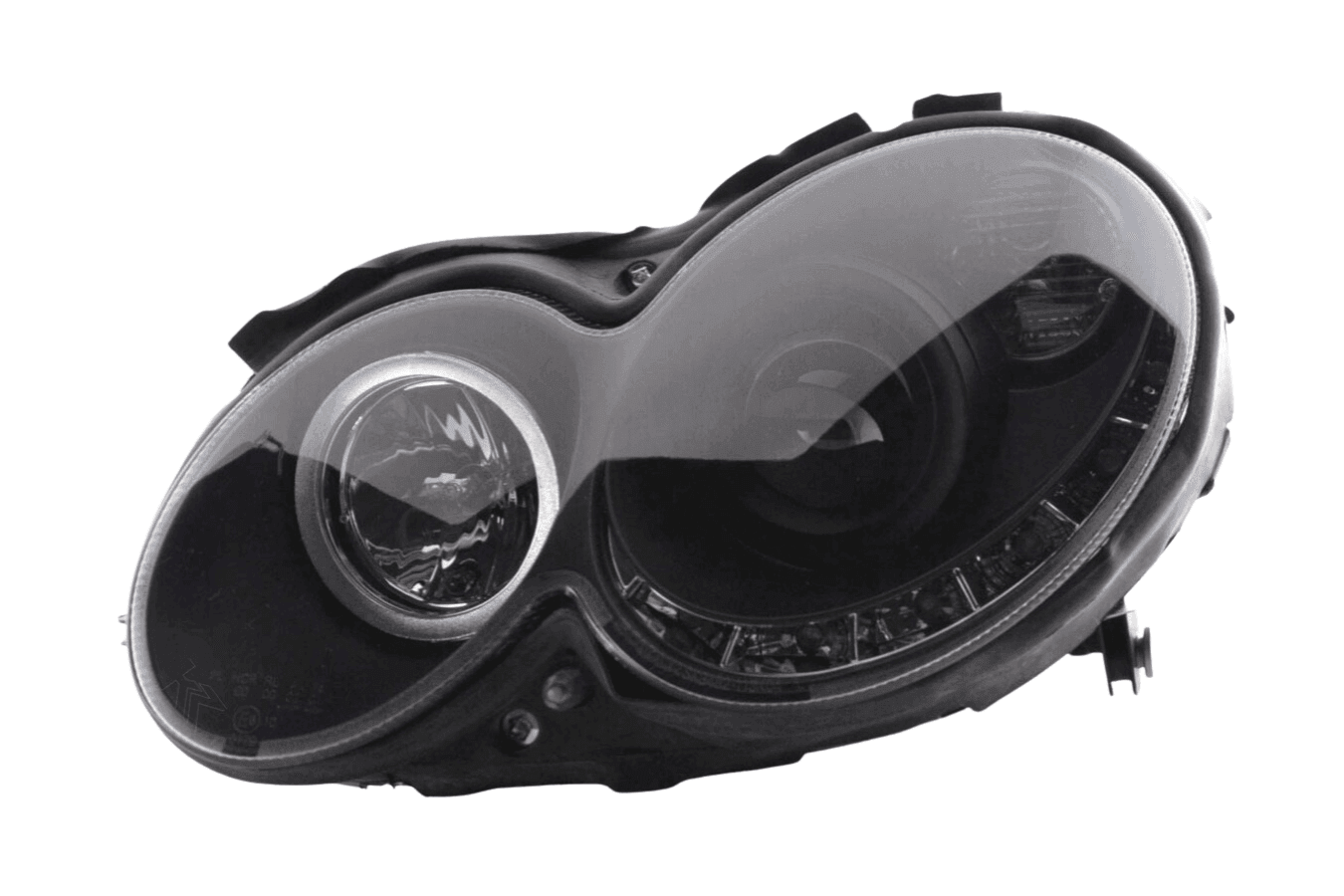 Mercedes Benz CLK (209) Black LED Headlights with Daytime Running Lights (2004-2009)