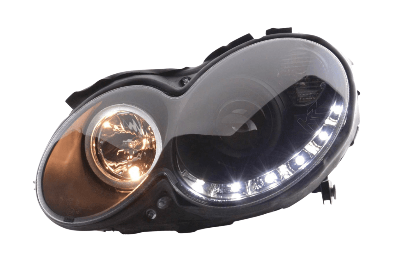 Mercedes Benz CLK (209) Black LED Headlights with Daytime Running Lights (2004-2009)